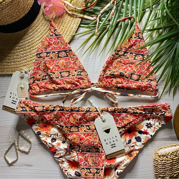 Billabong 🍉 Boho Swept Away Reversible Multi Way Tri Bikini Top | Tropic Bottoms - Picture 12 of 16